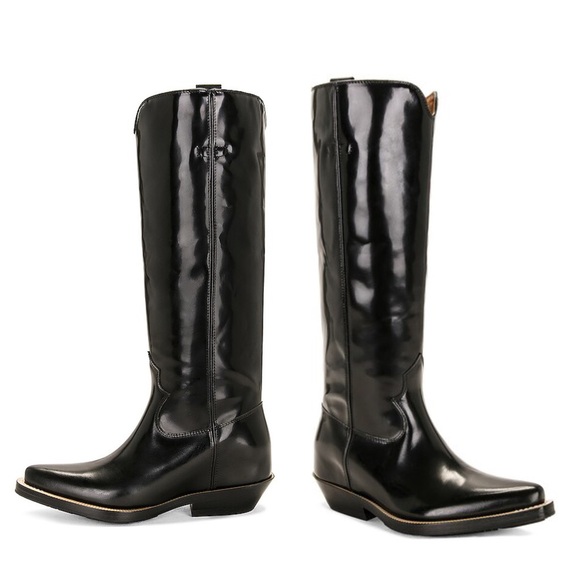 Chloe Shoes - CHLOE Nellie Black Leather Western Knee High Boots Tall Cowboy EU37.5 US7.5 NWOB
